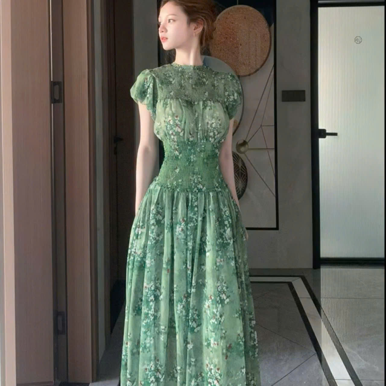 MS XM2504547: Đầm Maxi Voan Hoa Xanh Nhạt_thumbnail_1