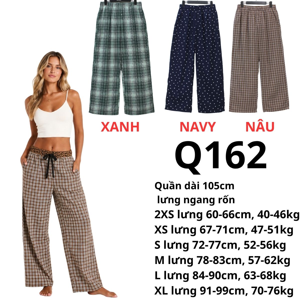 Q162 - Quần suông caro