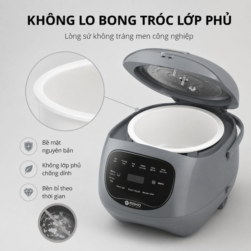 Nồi cơm điện sứ dưỡng sinh Nhãn hiệu: MISHIO, Model: MK-381_thumbnail_10