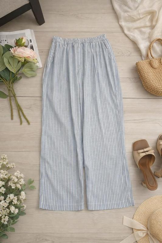 Quần baggy Linen boil lưng chun paget giả