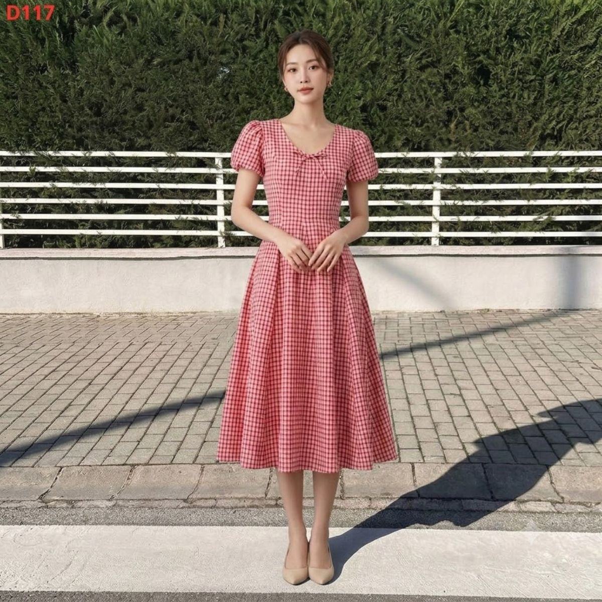 D117 - Đầm midi caro đỏ_thumbnail_8
