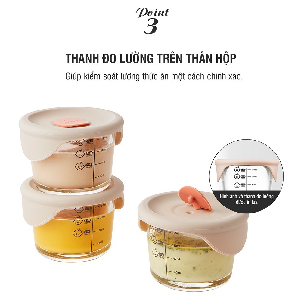 Hộp đựng thức ăn cho bé Lock&Lock có vạch chia 230ml*3 hộp - Nắp màu xám, silicone màu hồng nhạt_thumbnail_4