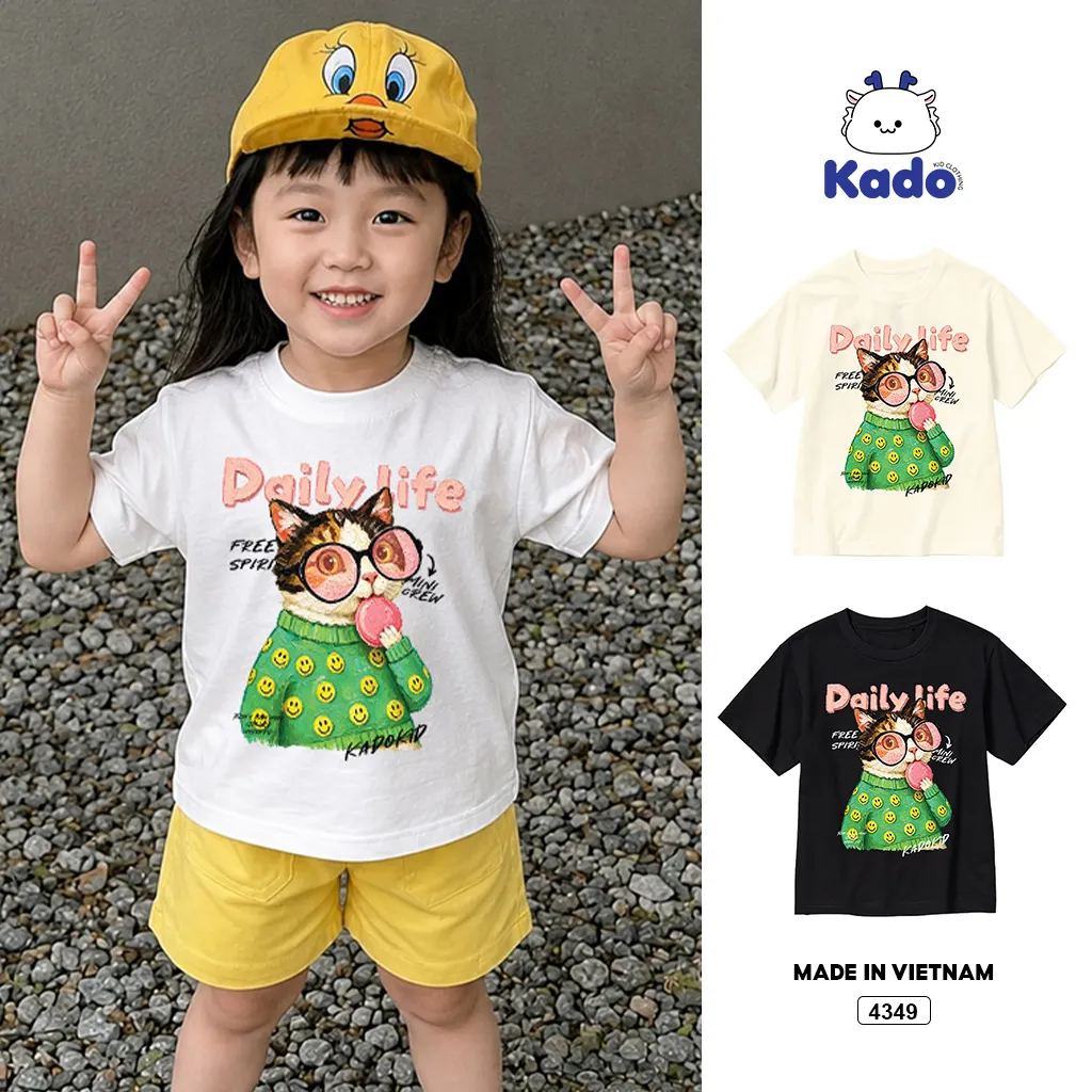 Áo thun bé trai form rộng Daily Life Cat Kado 4349