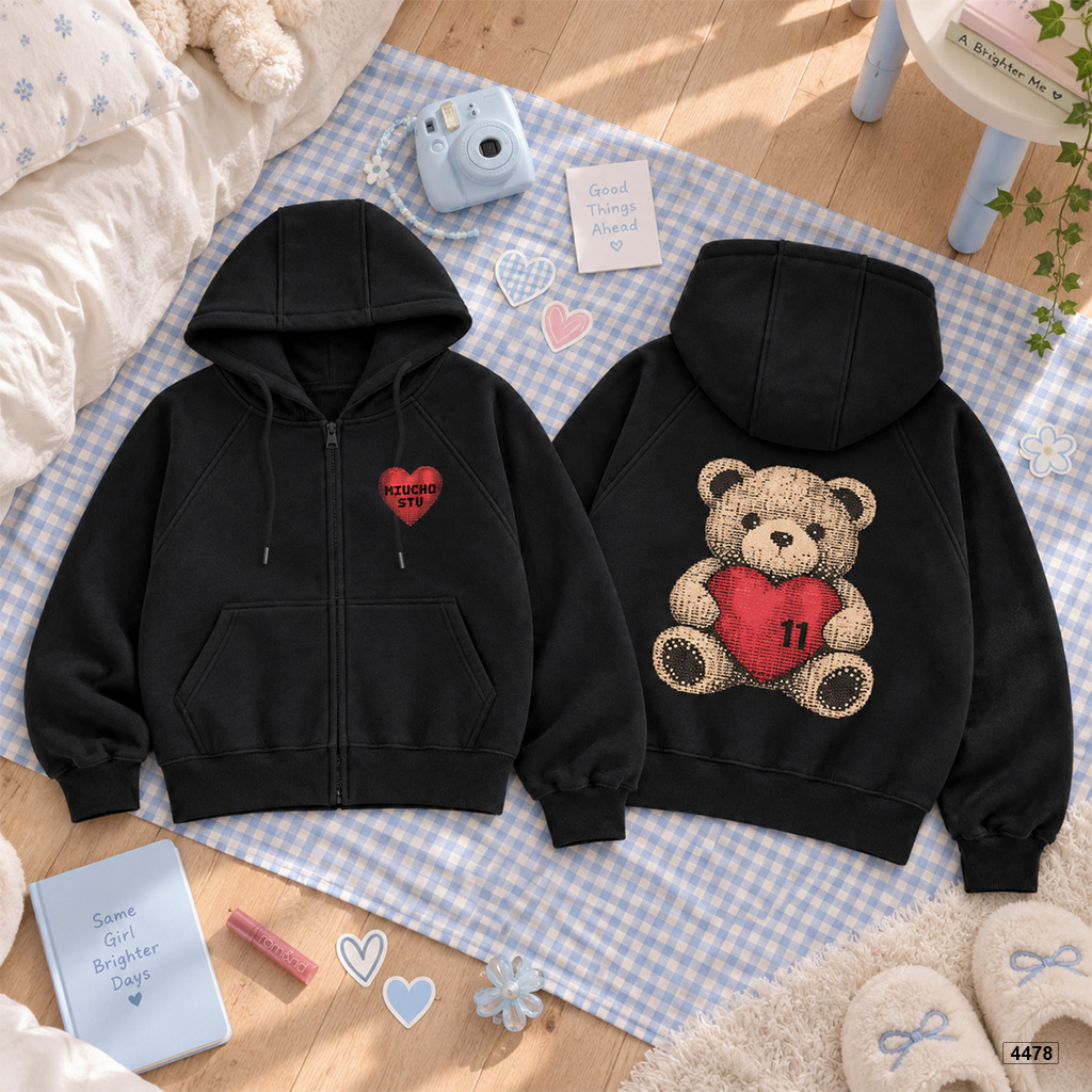 Áo hoodie zip Miucho form rộng basic nỉ 2 da Hàn Quốc 4478_thumbnail_6