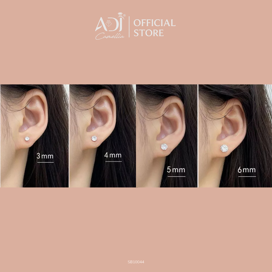 Bông Tai Bạc 925 Nữ Đính Đá CZ 3–6mm, Khuyên Tai Viên Chủ Sang Trọng Cao Cấp_thumbnail_5