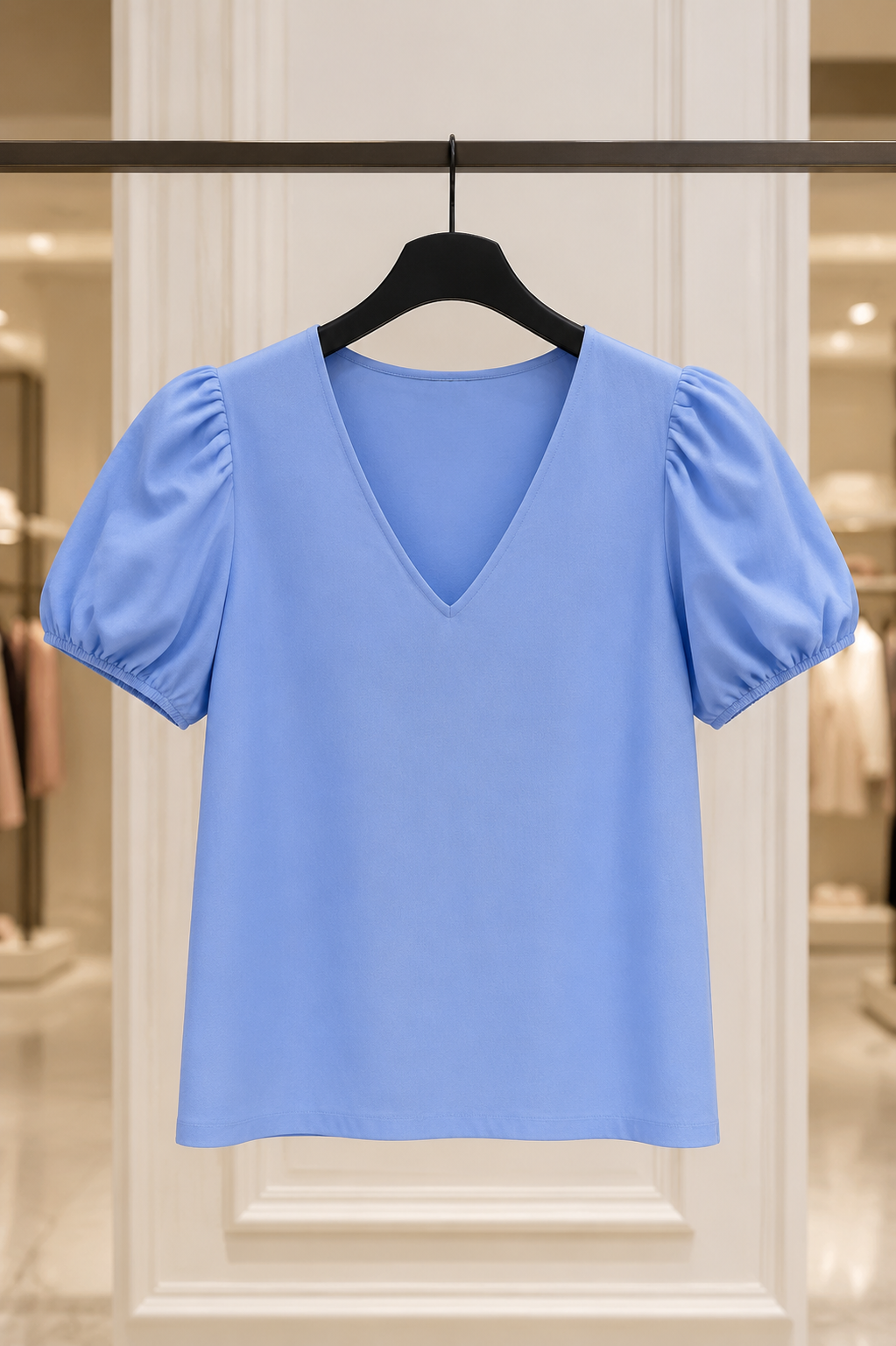 Áo thun cổ V tay phồng An.taylor-blue