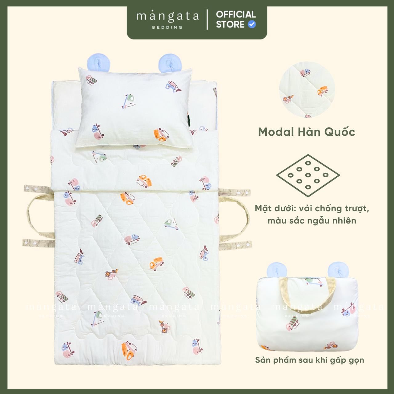 Mẫu Xe cẩu nhí - Bộ chăn gối gấp gọn đi học