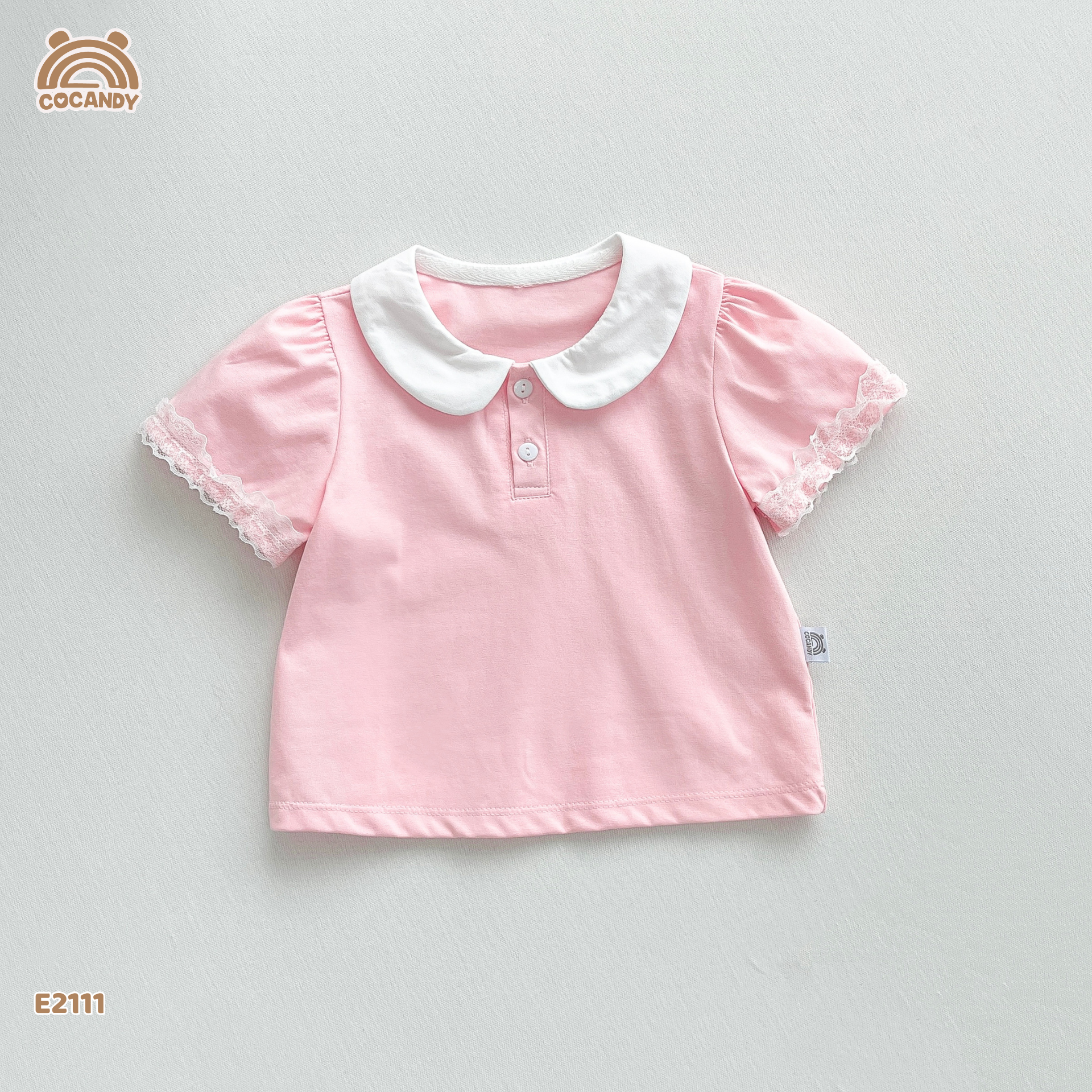 Áo cộc polo HỒNG tay nhún ren_thumbnail_3