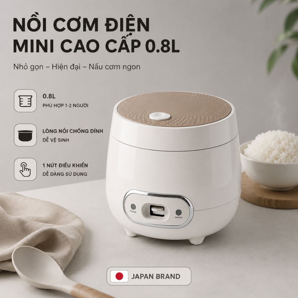 Nồi cơm điện mini Mk-233 (0,8L nâu)