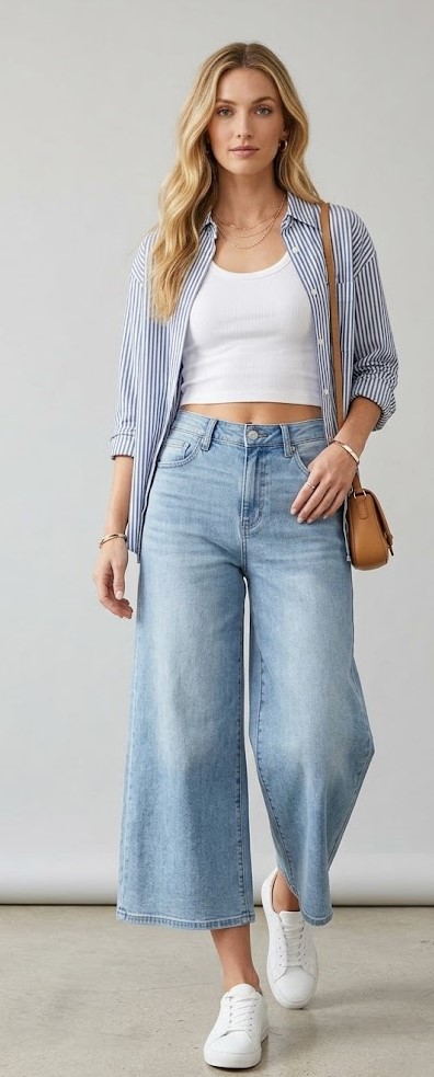 QJ113- Jeans rộng 8 tất nhạt