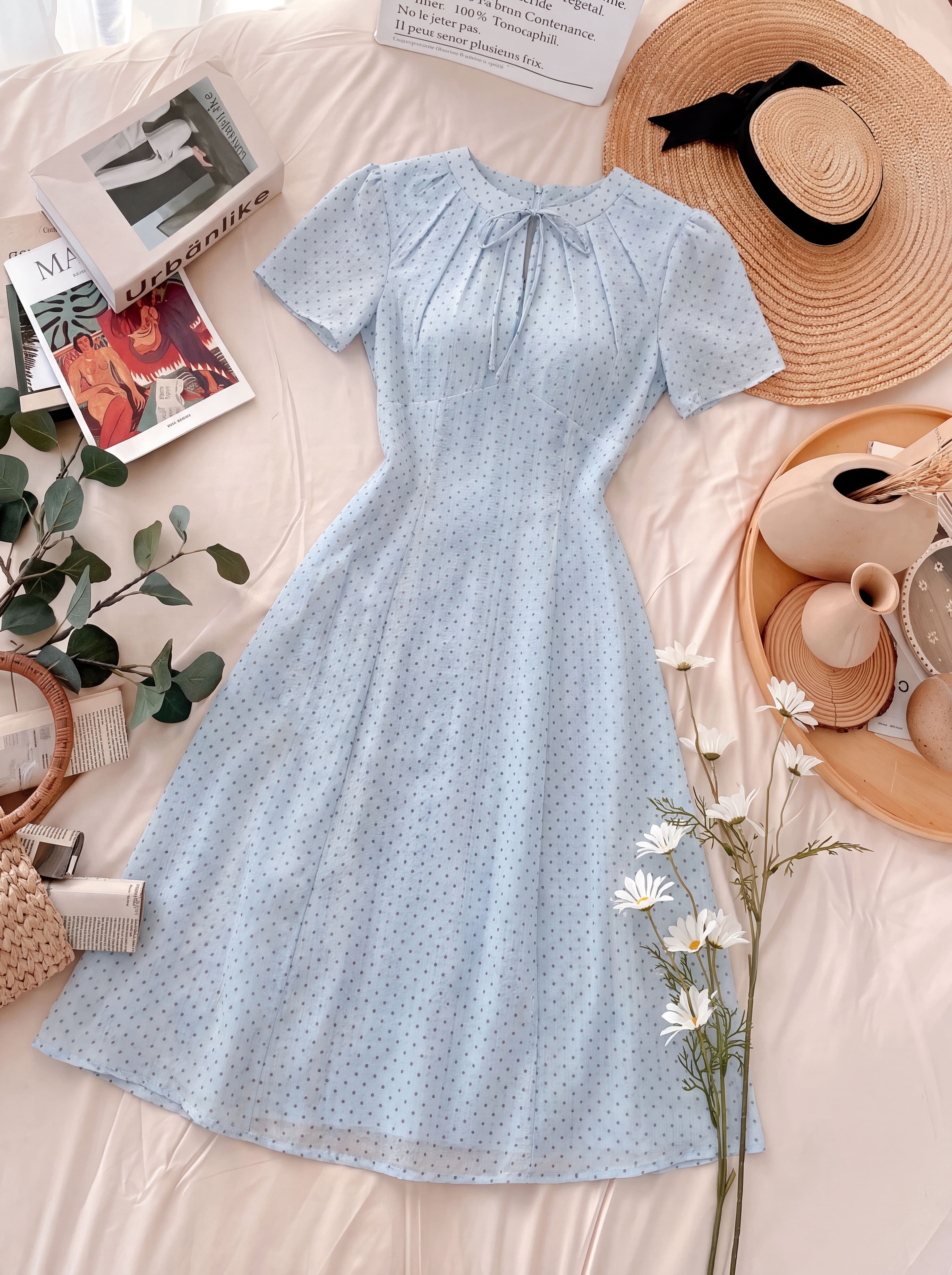 Váy cộc tay cổ thắt nơ 607010_thumbnail_8