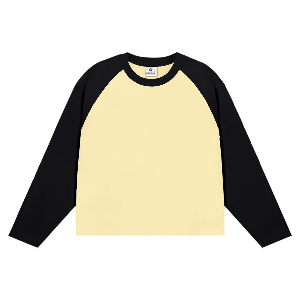Áo thun nữ tay dài raglan phối màu form boxy trơn Miucho AT00076_thumbnail_10