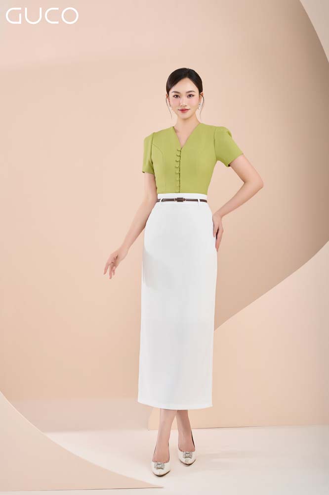GUCO Áo Công Sở Thanh Nhã Tôn Dáng - Xanh Bơ M_thumbnail_4