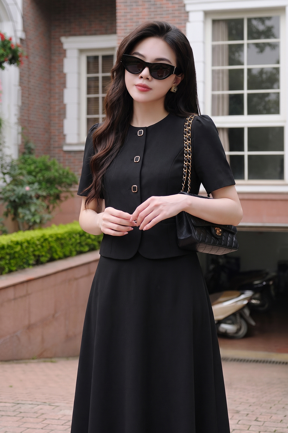Áo sơ mi kí giả croptop 26109 đen_thumbnail_2