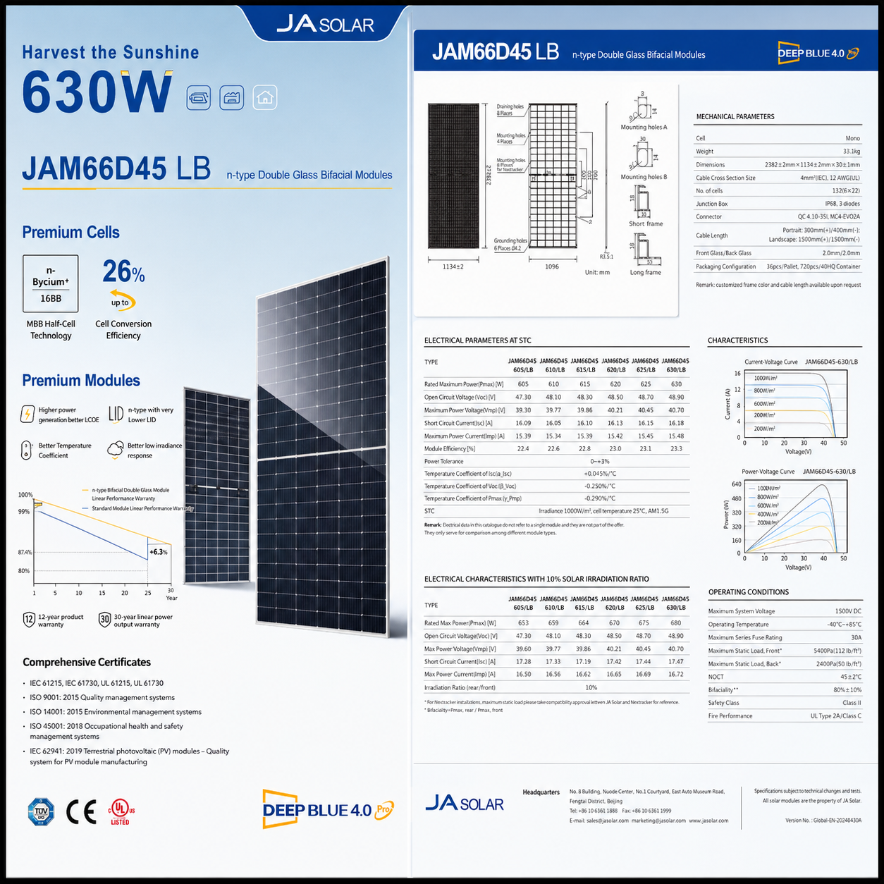 Tấm Pin Năng Lượng Mặt Trời JA Solar 610W