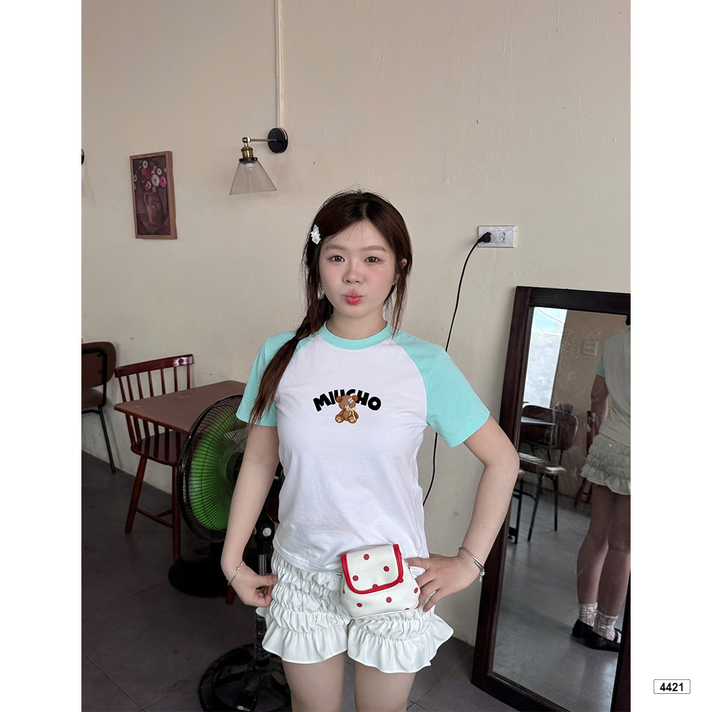 Áo babytee form ôm phối tay mix màu gấu Miucho 4421_thumbnail_4