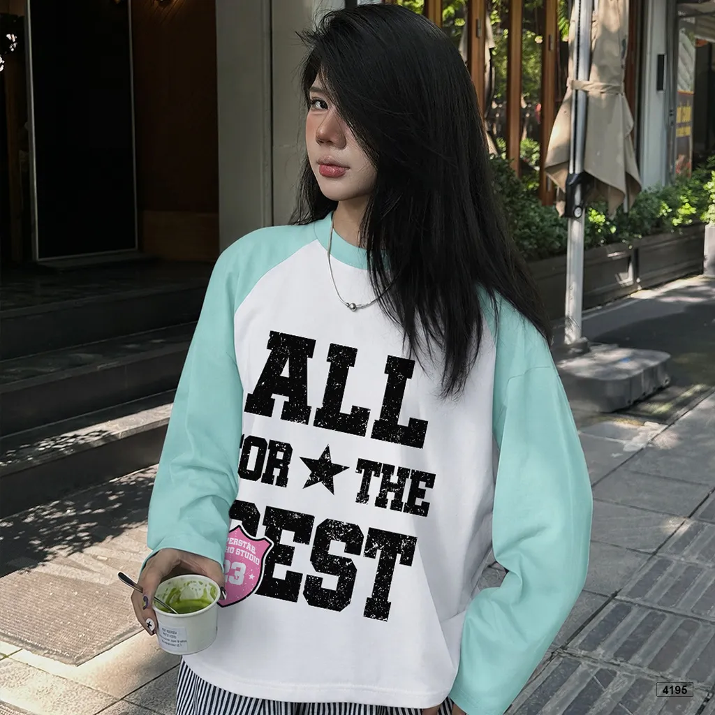 Áo thun boxy tay dài phối raglan All for the best Miucho 4195_thumbnail_3