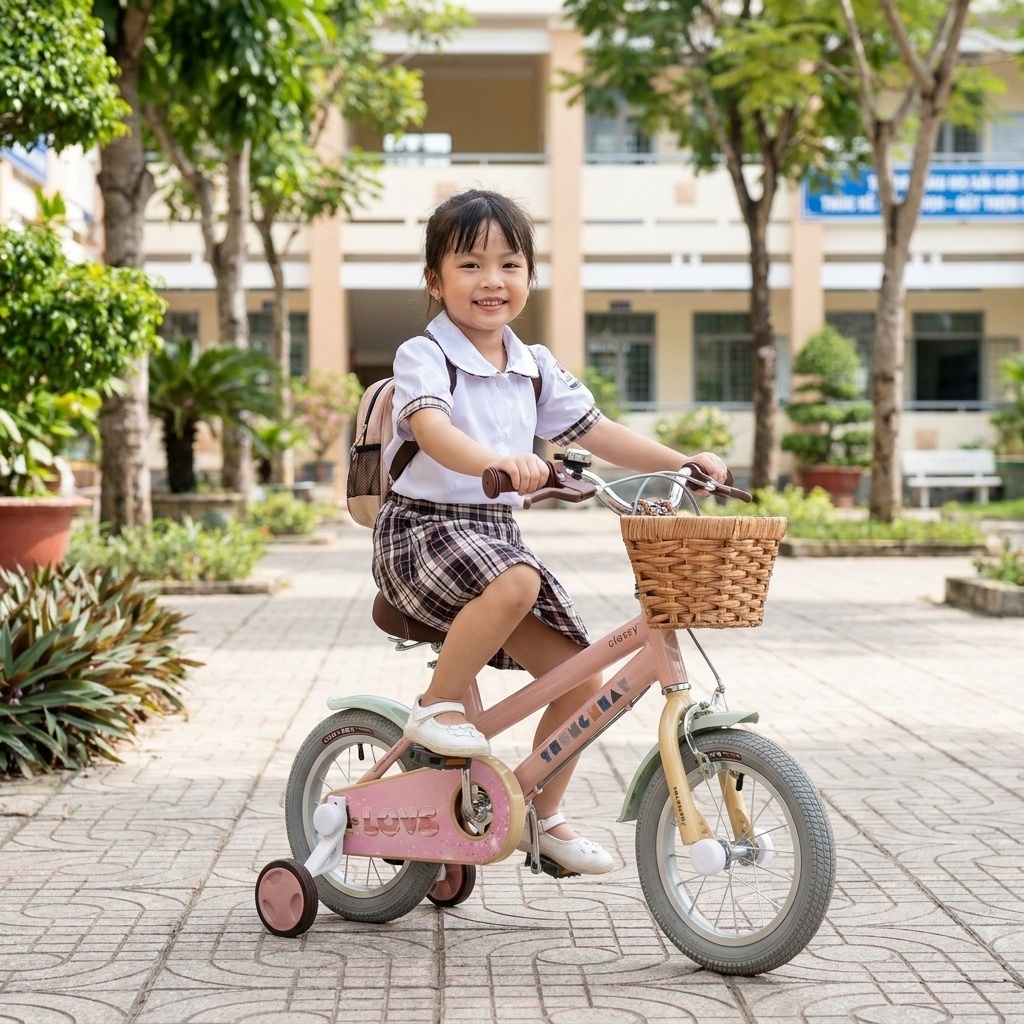 Xe Đạp Trẻ Em Thống Nhất  LOVE Cho Bé Gái Mầm Non Học Sinh [TẶNG PHỤ KIỆN] xinh xắn đáng yêu_thumbnail_1