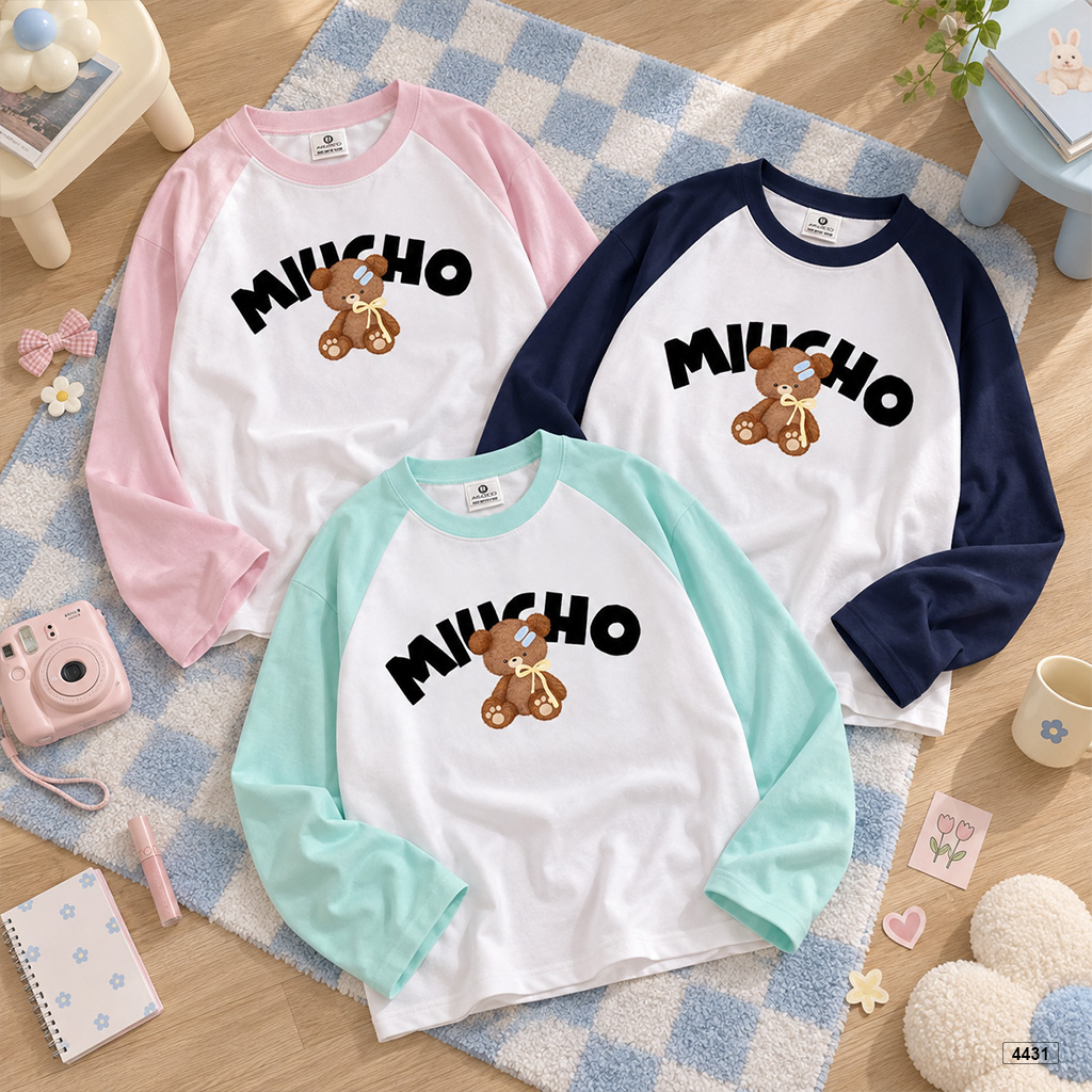 Áo thun tay dài form boxy gấu raglan Miucho 4431_thumbnail_7