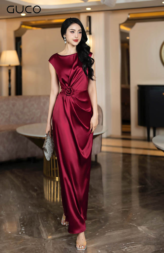 GUCO Đầm Dạ Hội Đính Hoa Sang Trọng - Đỏ