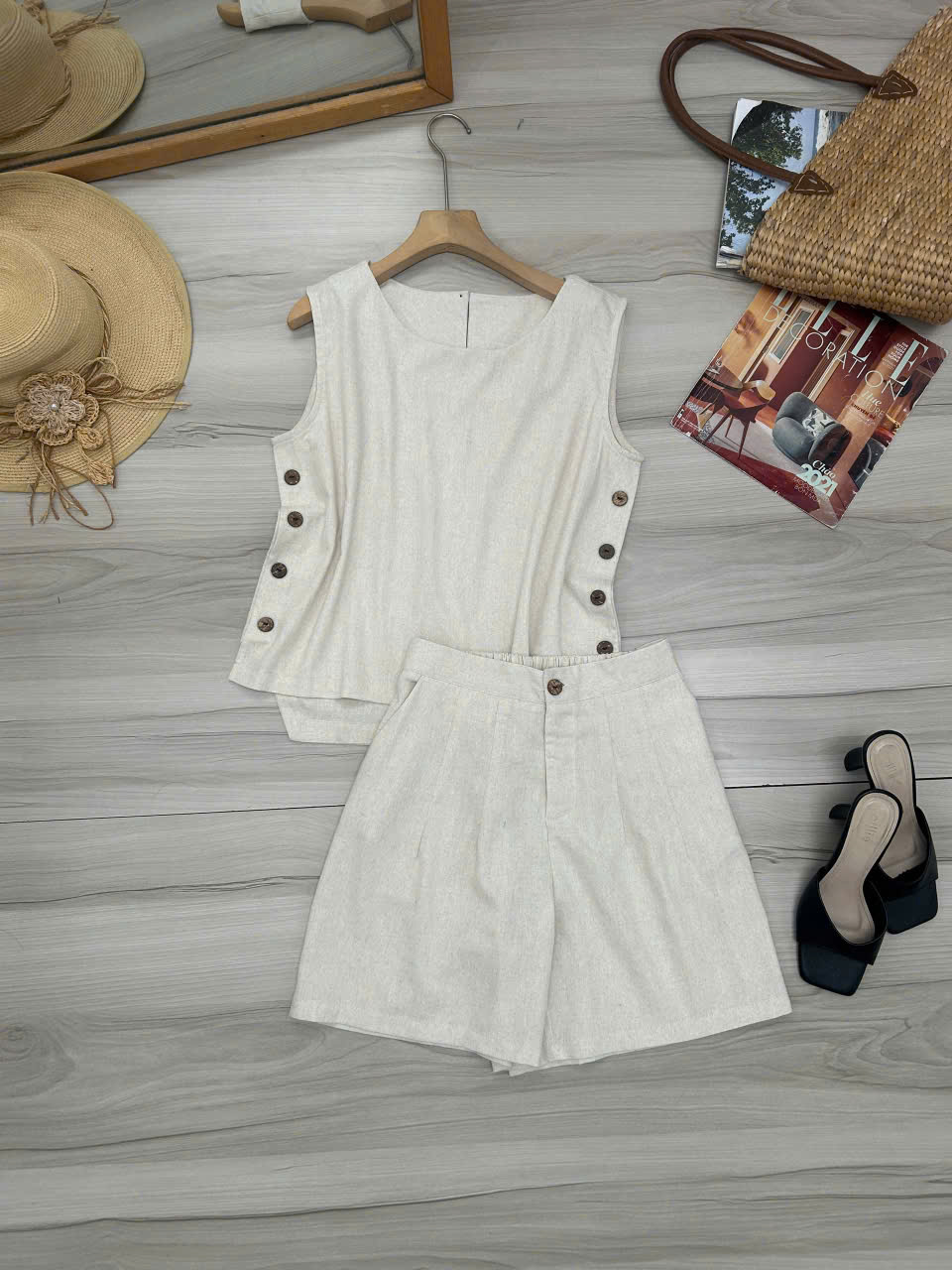 Set đùi Linen bột áo sát nách phối nút_thumbnail_4