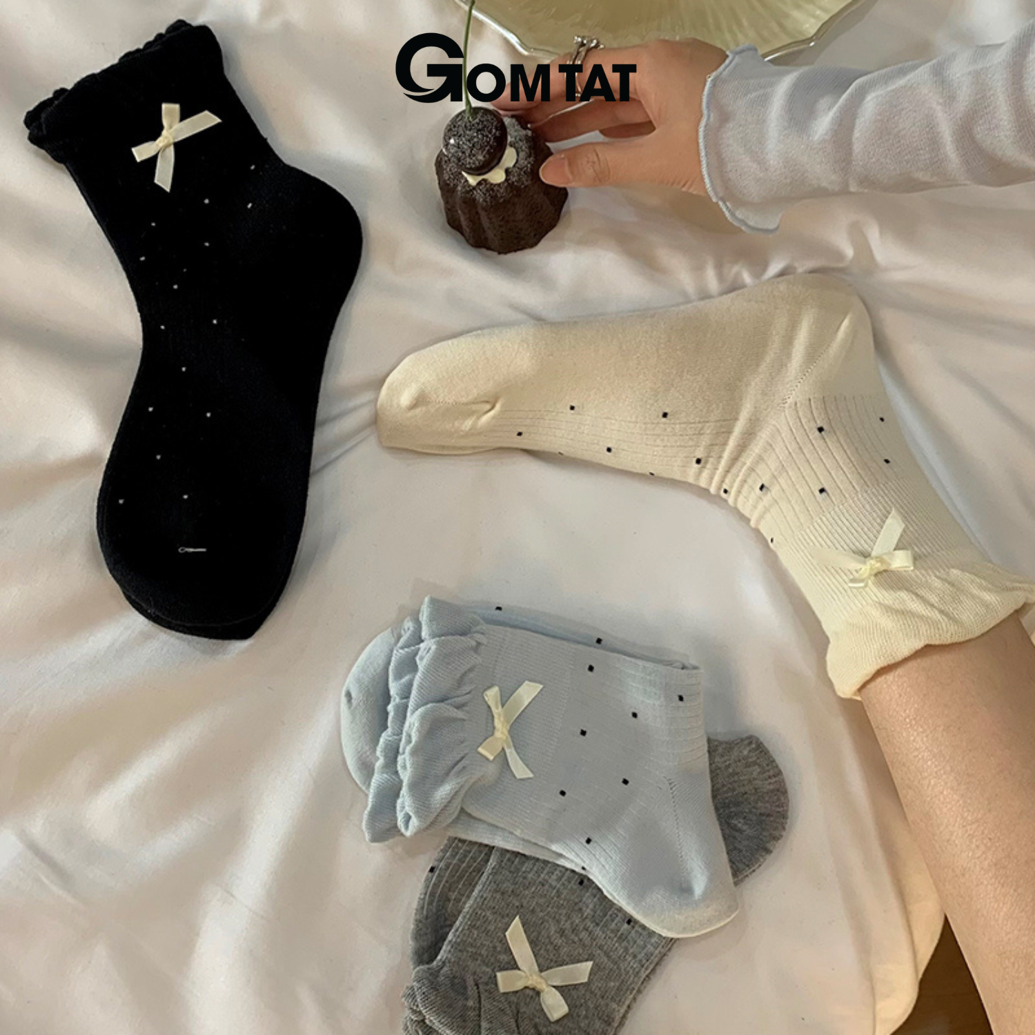 Set 5 đôi tất lolita phối nơ GOMTAT, vớ nữ phối nơ họa tiết chấm bi phong cách Hàn Quốc hot trend - ZFK-B011-CB5_thumbnail_4