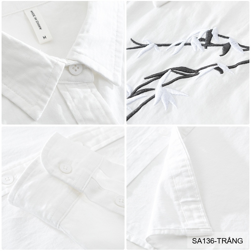 SA136 - Áo Sơ Mi Nam Tay Dài Phong Cách Trung Hoa Thêu Hoa Tinh Tế - Chất Cotton Mềm Mại_thumbnail_3