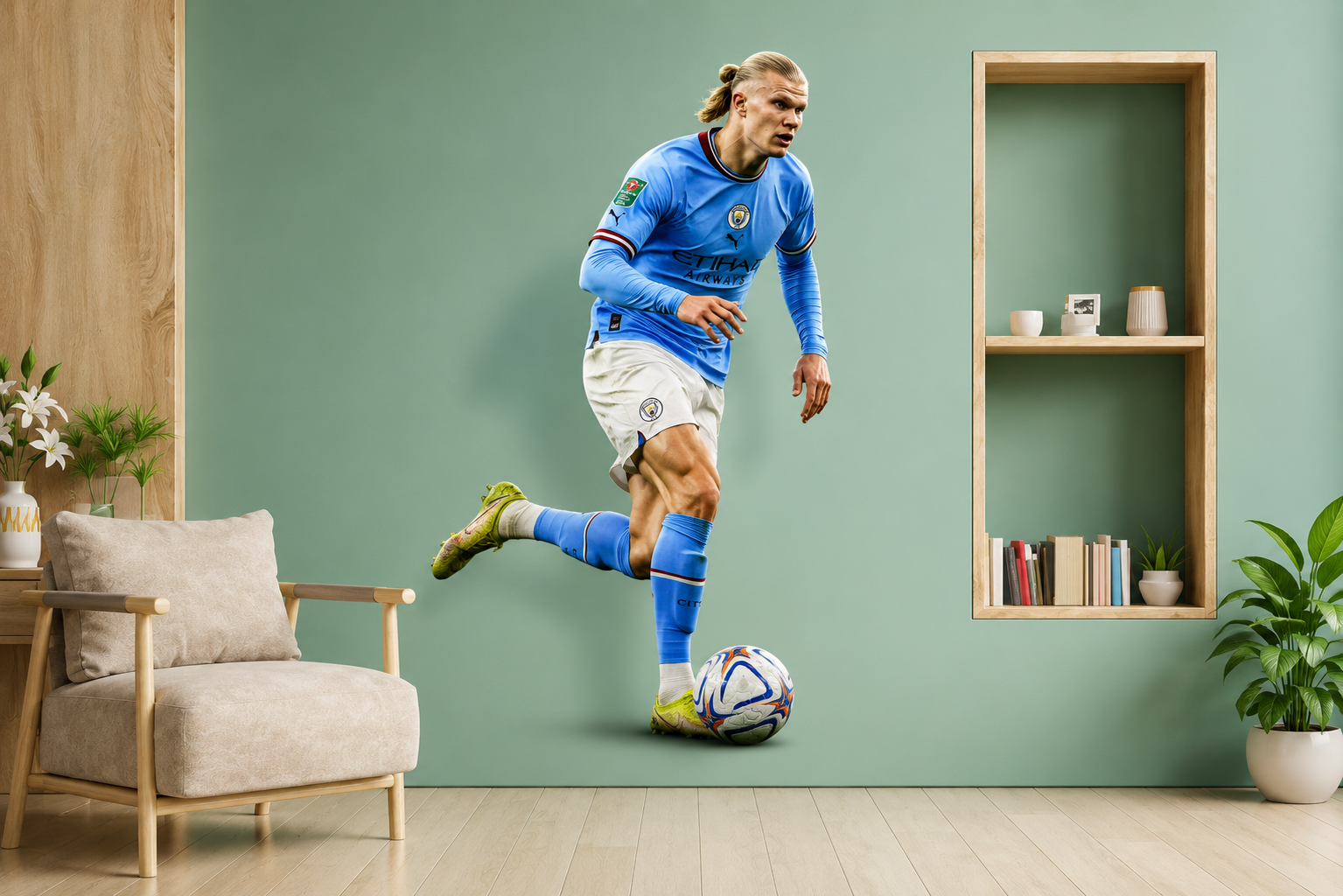 Erling Haaland Wall Sticker, Manchester City Soccer Decal, Fathead Style Wall Decal, Soccer Gift for Boys, Soccer Room Decor