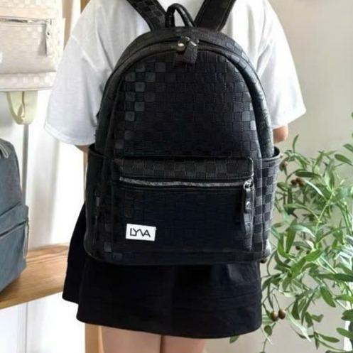 (Không Móc Khóa) Balo Thời Trang Họa Tiết Caro Dập Nổi Chống Nước Nhiều Ngăn Phong Cách Hàn Quốc BL054_thumbnail_3