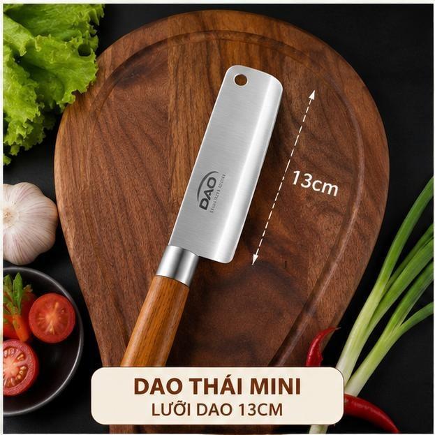 Dao Thái Lan 13cm Thép Trắng Không Gỉ Siêu Bén Cán Gỗ Chất Lượng Cao Rèn Thủ Công Độ Sắc Bén Vượt Trội Phù Hợp Nhiều Mục Đích Sử Dụng