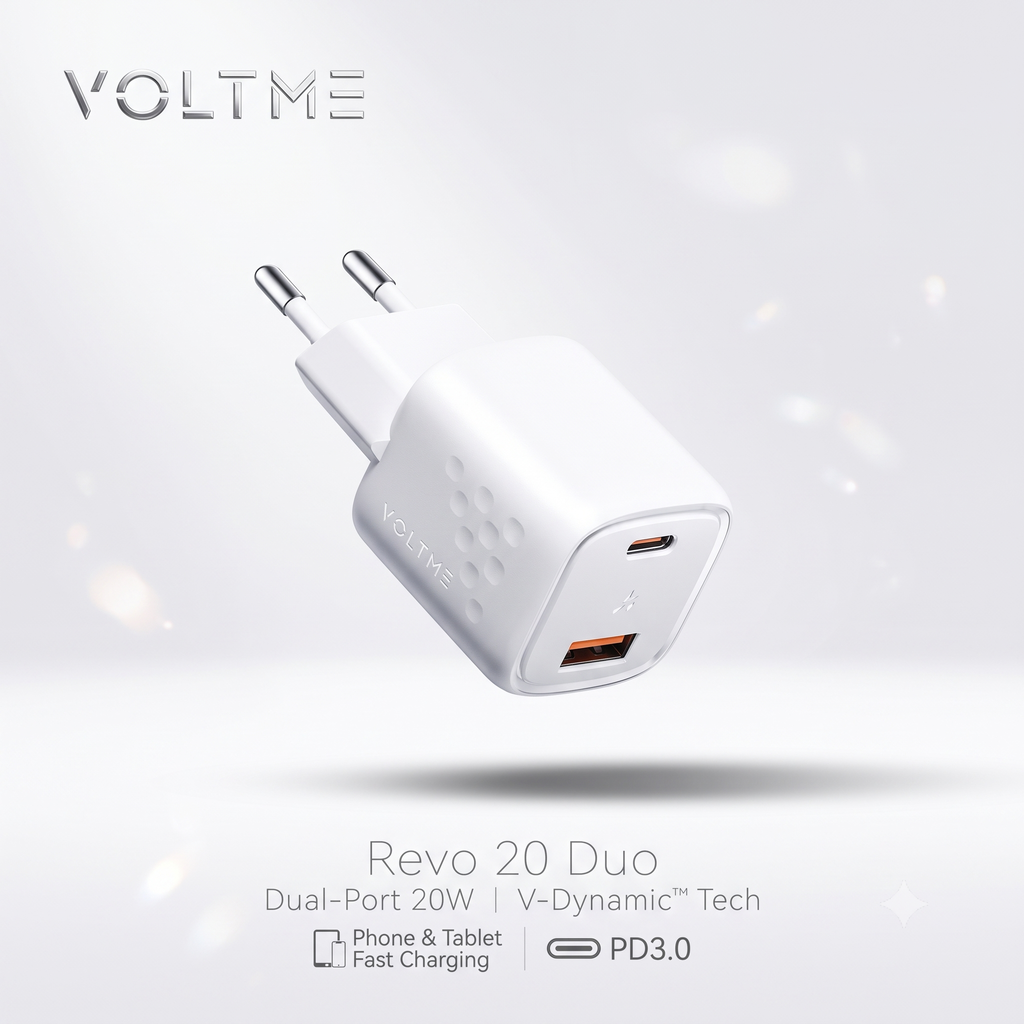 Củ Sạc Nhanh 20W VOLTME Revo 20 Duo (V2327) 2 Cổng Type C & USB-A Chân Tròn_thumbnail_2