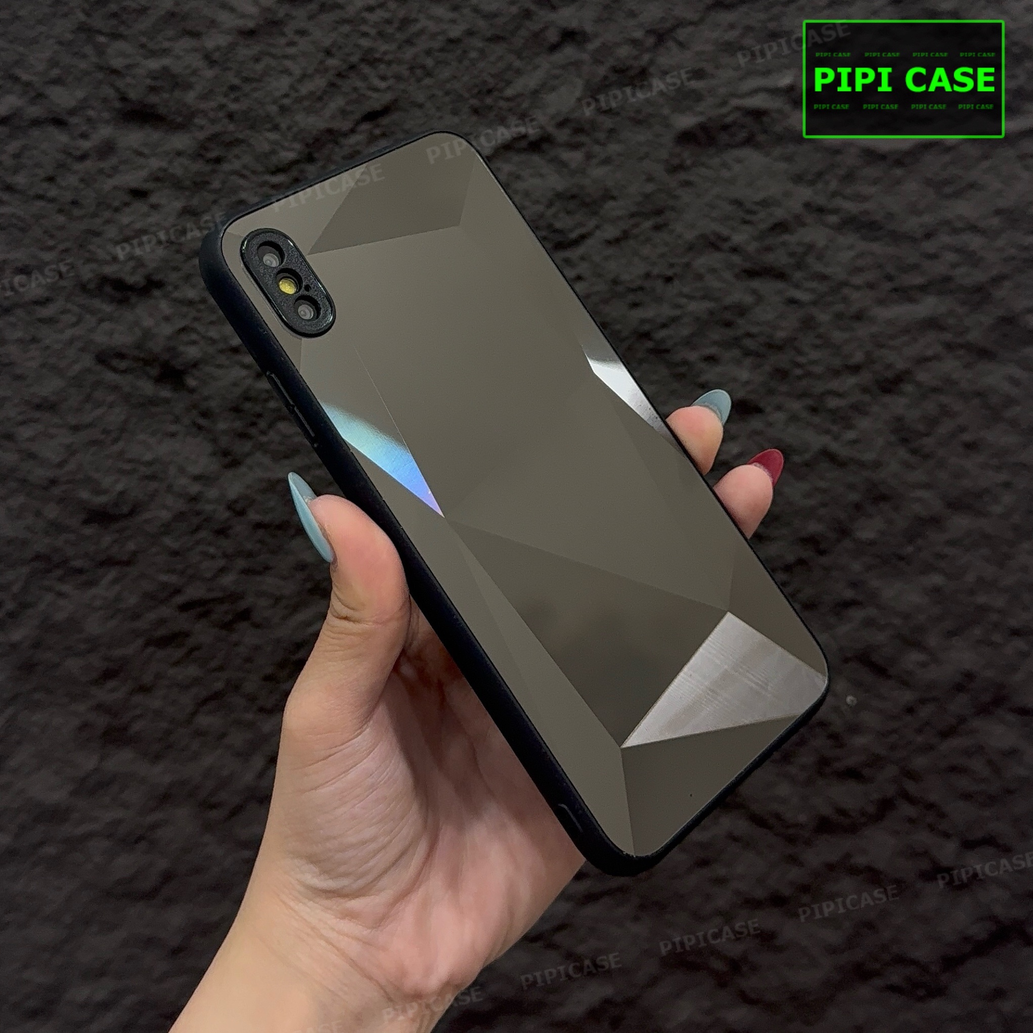 Ốp Lưng iPhone X / XS - Kim Cương 6D - Đen_thumbnail_3