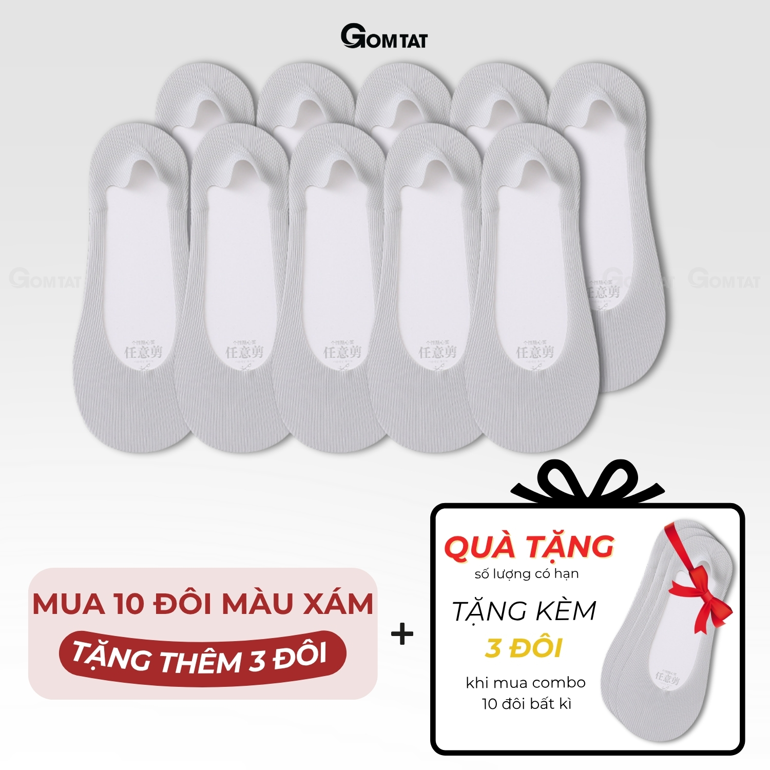 Combo tất đi giày lười nữ GOMTAT, có đệm silicon chống tuột gót, chất liệu cotton êm chân - KOL-1302_thumbnail_19