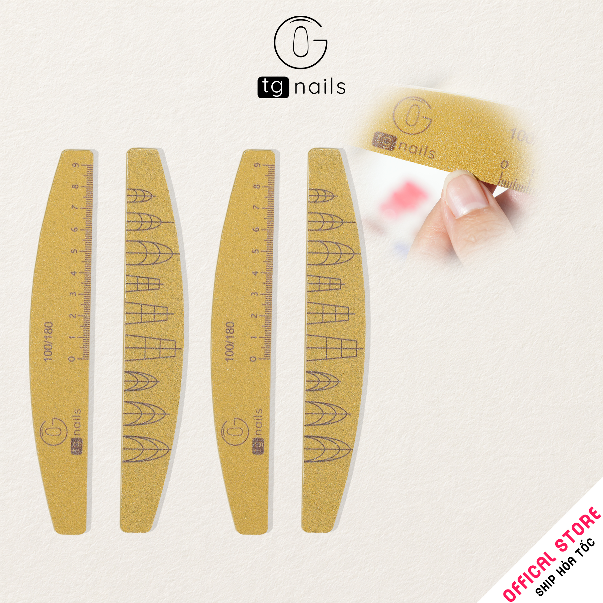  Com Bo 2 dũa bán nguyệt độ nhám 100/180 TG Nails