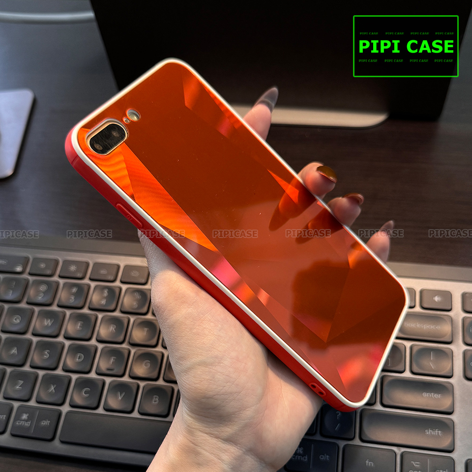 Ốp Lưng iPhone 7 Plus / 8 Plus - Kim Cương 6D - Đỏ Viền Trắng_thumbnail_2