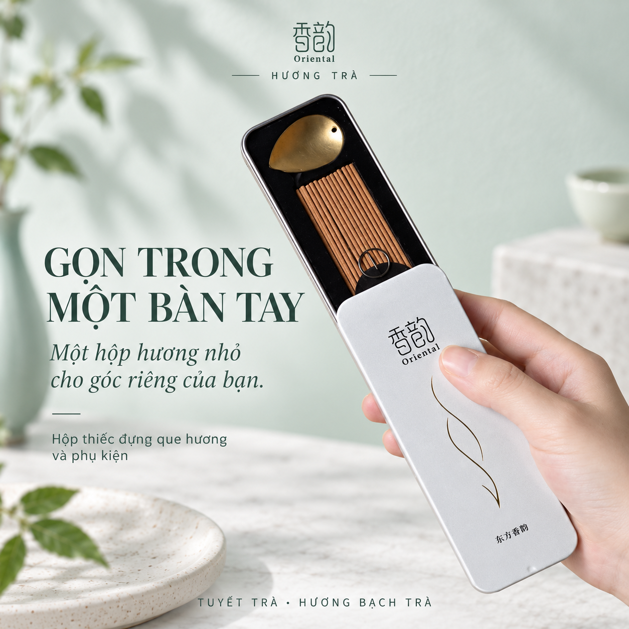 Tuyết Trà - Nhang thơm không tăm Oriental hương Bạch Trà, 30 que, tặng đế cắm_thumbnail_2