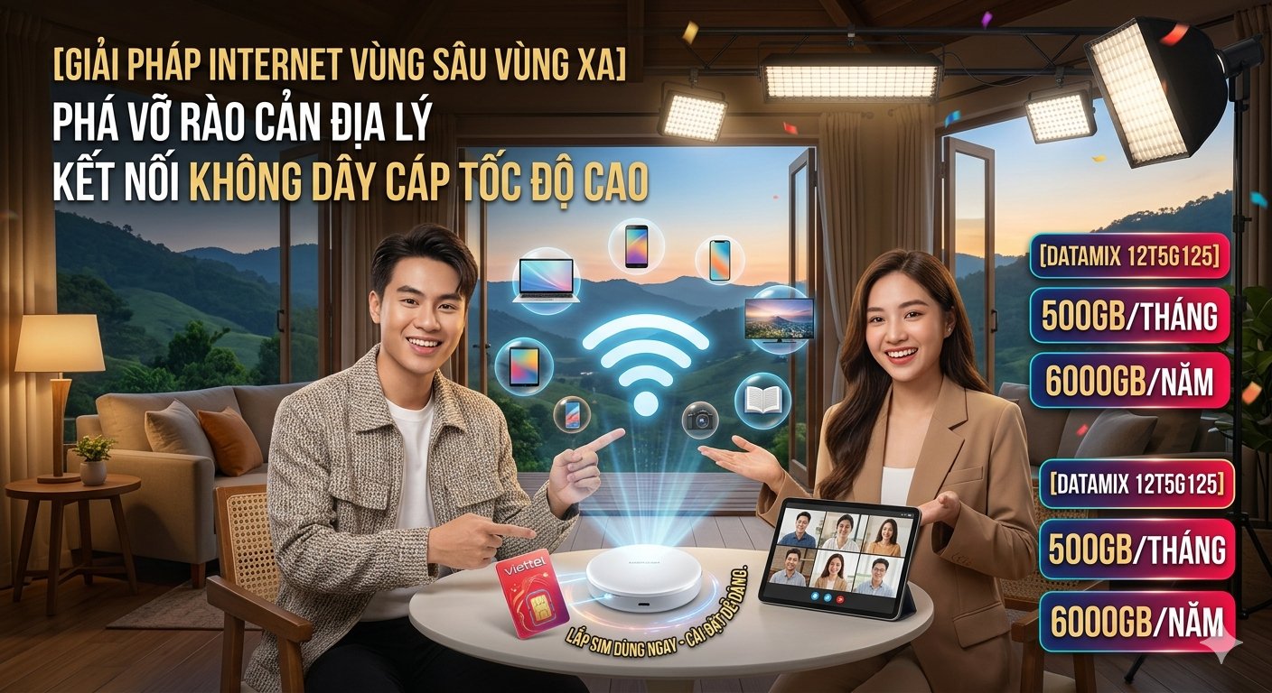 Internet không dây vùng sâu vùng xa: Phá vỡ giới hạn hạ tầng với sim data 1 năm 12T5G125 (500GB/tháng)