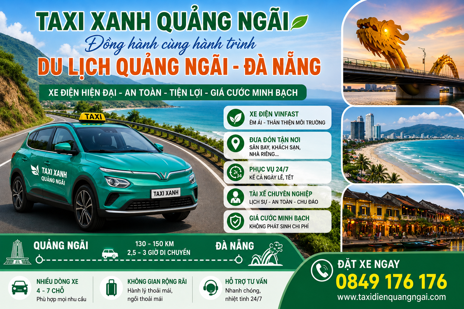 Taxi Xanh Quảng Ngãi Đồng Hành Du Lịch Quảng Ngãi Đà Nẵng 2026