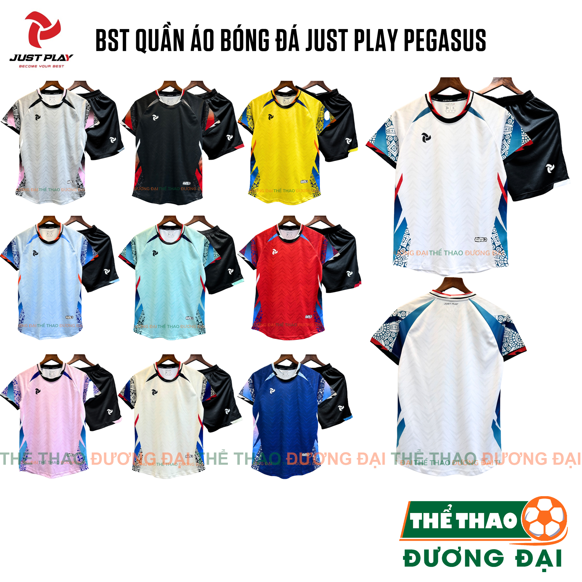 BST Quần Áo Bóng Đá Just Play Pegasus Thun Mè J-Cool Thoáng Khí Thể Thao Đương Đại