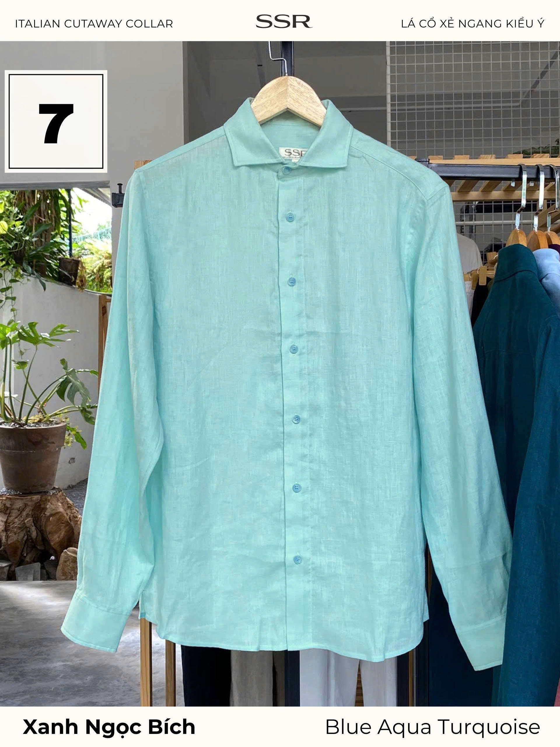 SSR - SƠ MI TAY DÀI - CỔ Ý CUTAWAY - Vạt Bầu - 100% LINEN_thumbnail_6