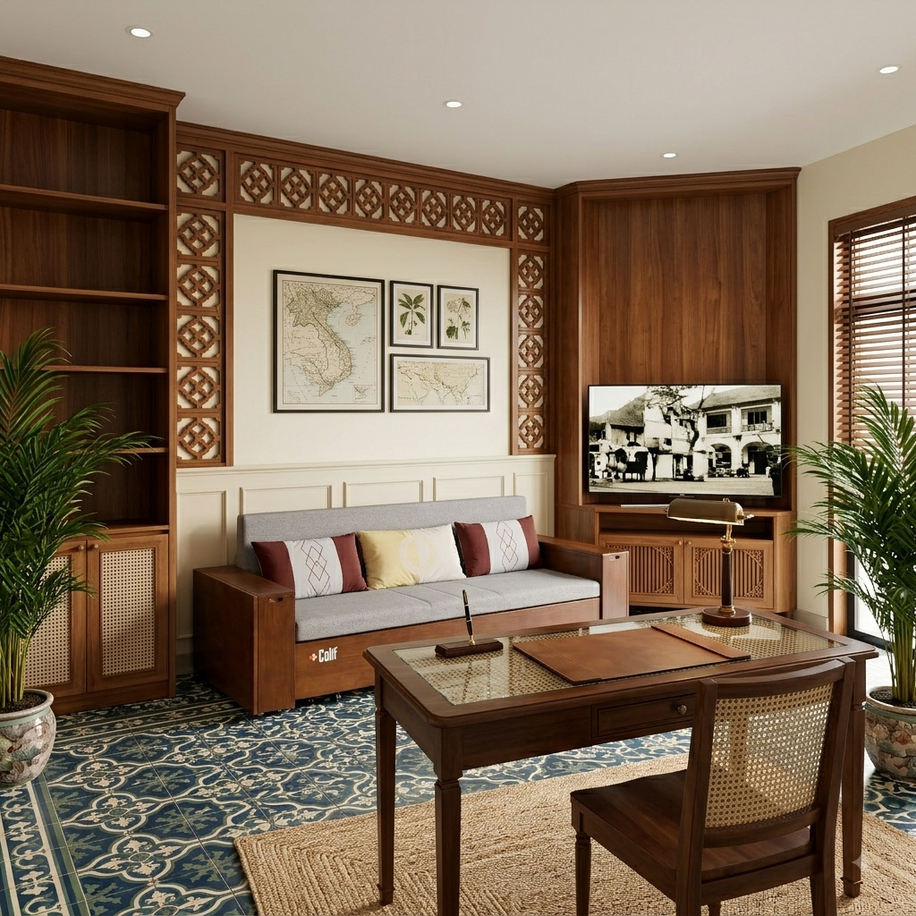 Cách chọn sofa giường cho nhà phong cách Đông Dương