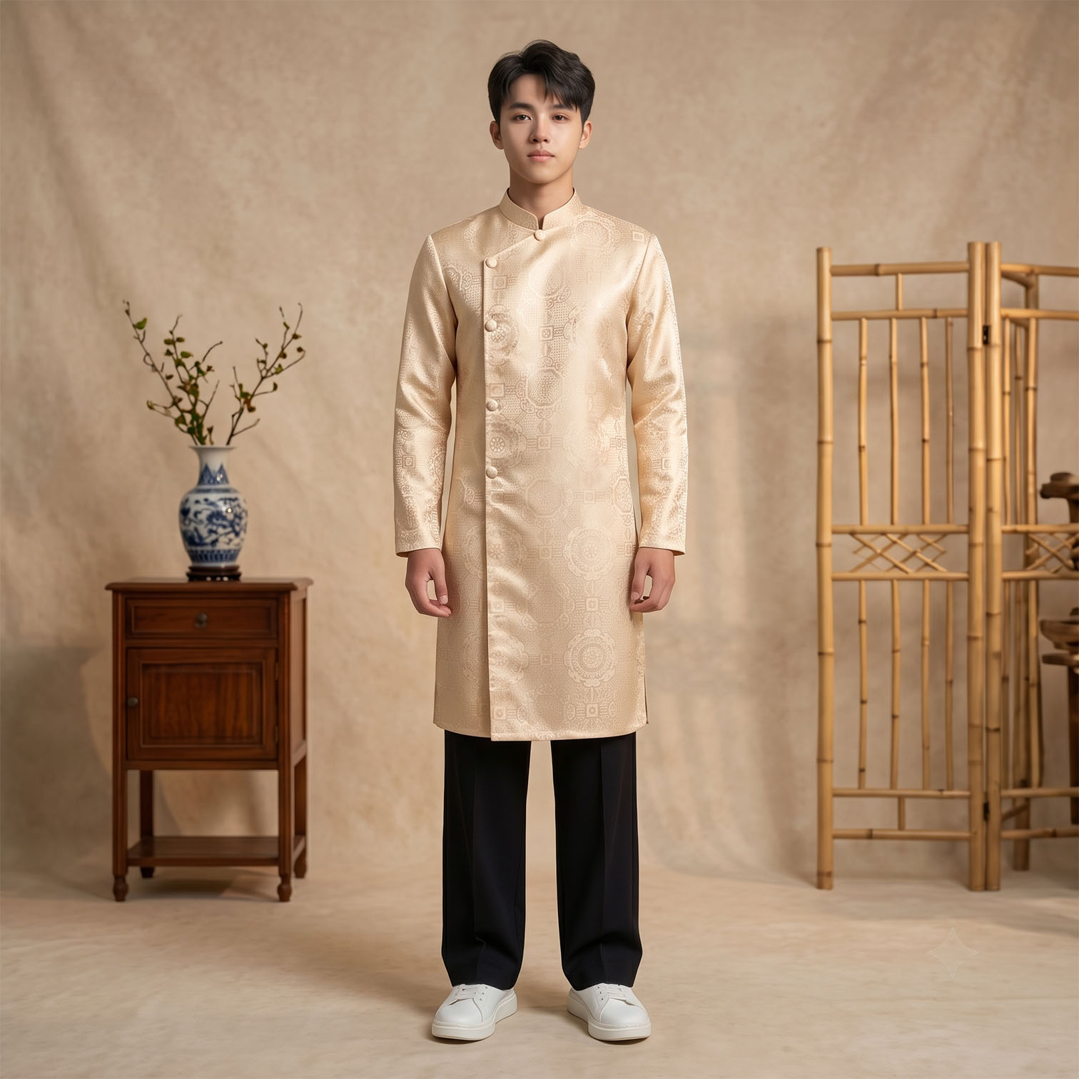 Áo Dài Nam Cách Tân Gấm Vân Cao Cấp NA26-17_thumbnail_11