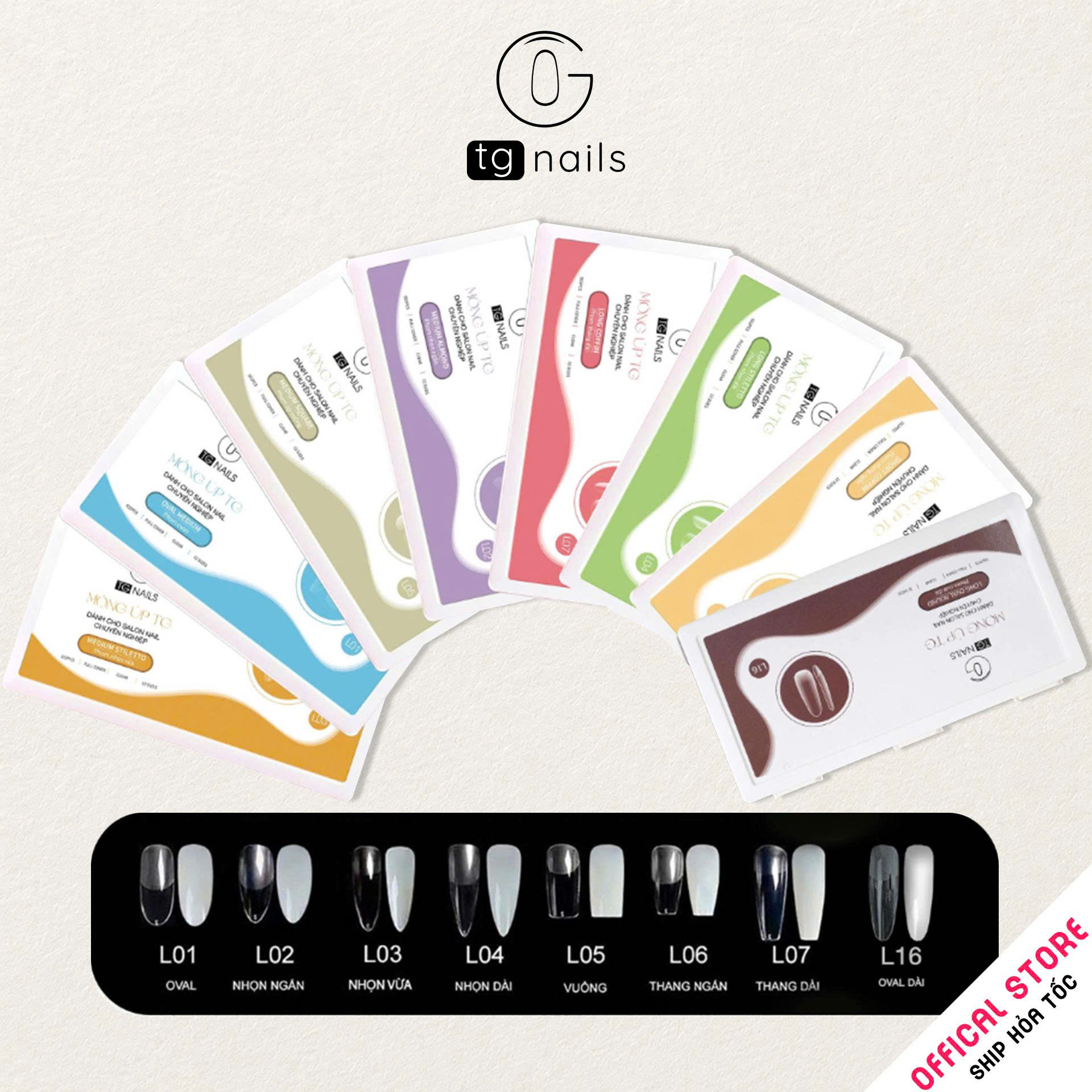 Nail accessories: Artificial nails, size (L1.2-2.5*1.3)cm (+/-10%), plastic material, TG brand, 100% new.