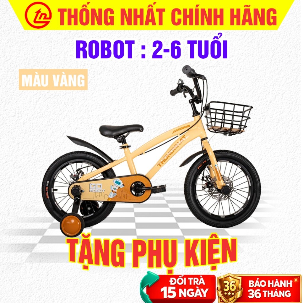Xe Đạp Thống Nhất Trẻ Em Robot Chính Hãng - Tặng Full Phụ Kiện - Xe Đạp Phanh Đĩa Cực Ngầu Cho Bé Trai_thumbnail_1