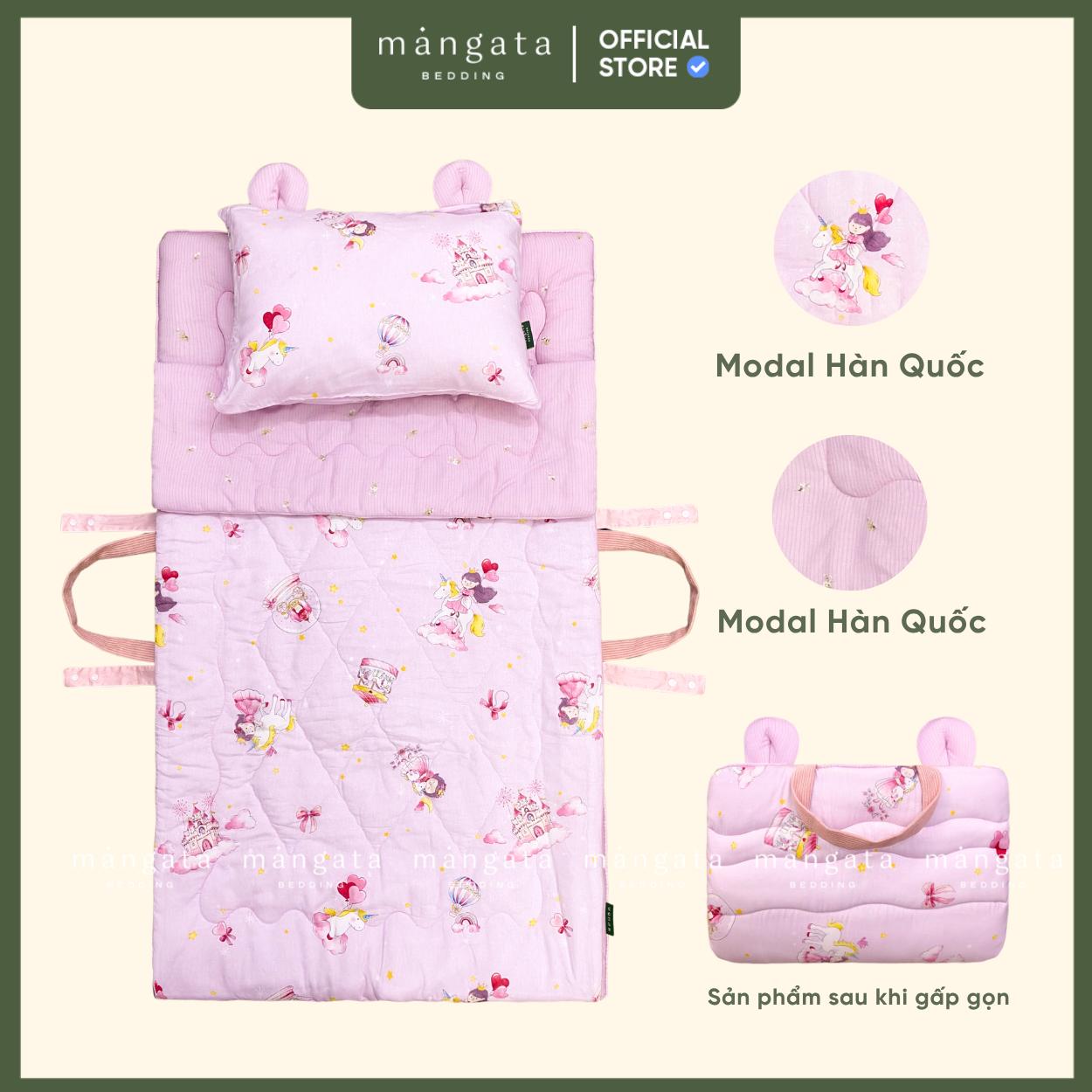 Mẫu Công chúa - Bộ chăn gối gấp gọn đi học 