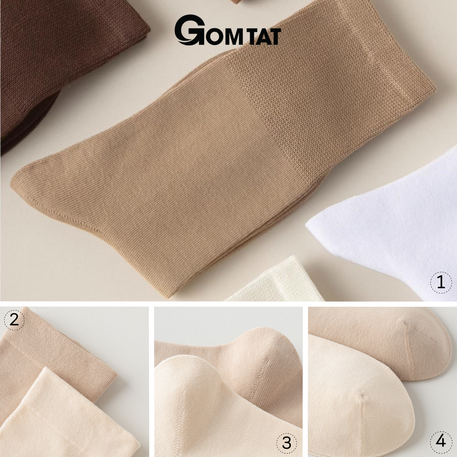 Combo 6 đôi tất nữ cổ trung GOMTAT dệt kim, vớ chân nữ trơn màu mềm mịn thoáng khí - OAS-1703-CB6_thumbnail_9