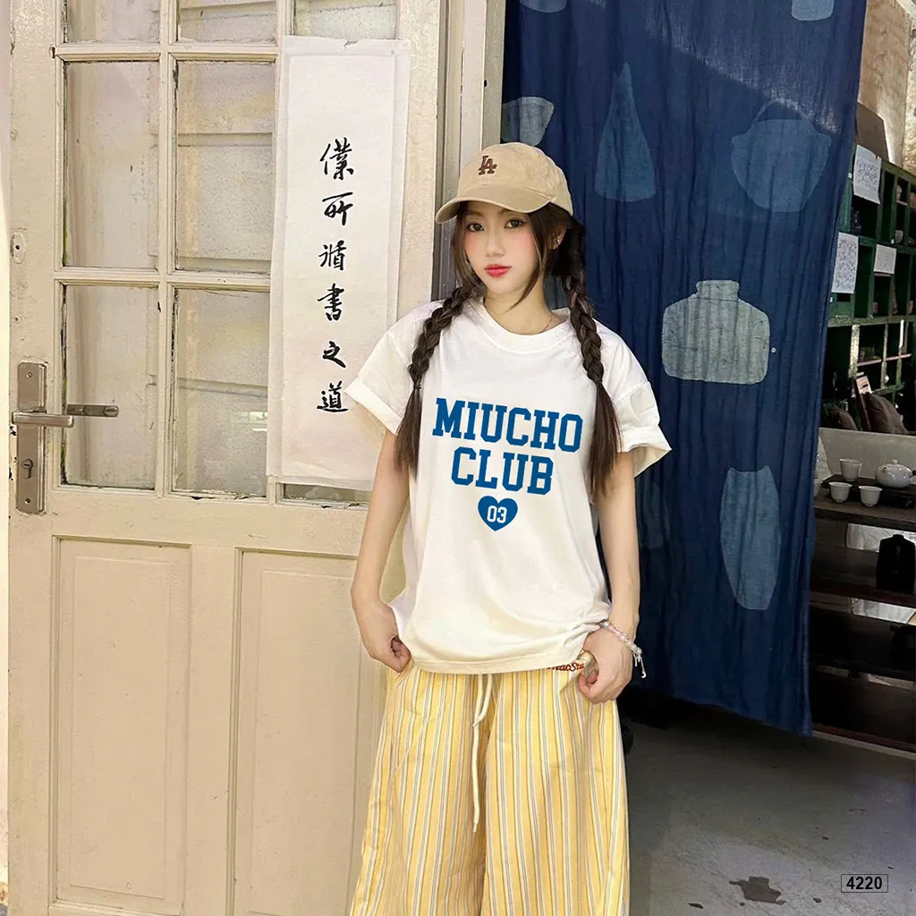 Áo thun boxy unisex phối chữ basic Miucho 4220_thumbnail_5