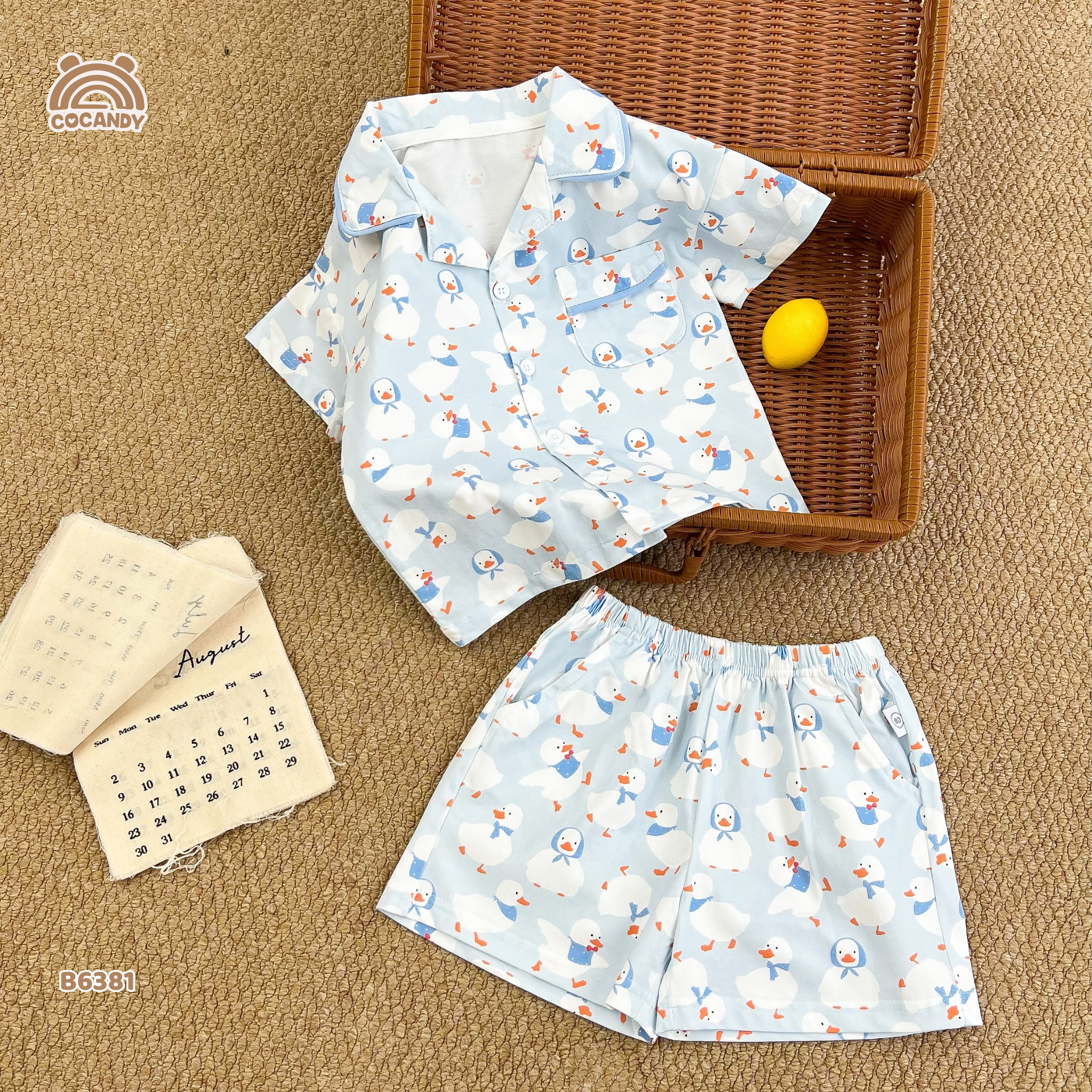 Bộ cộc pijama XANH họa tiết vịt quàng khăn_thumbnail_3