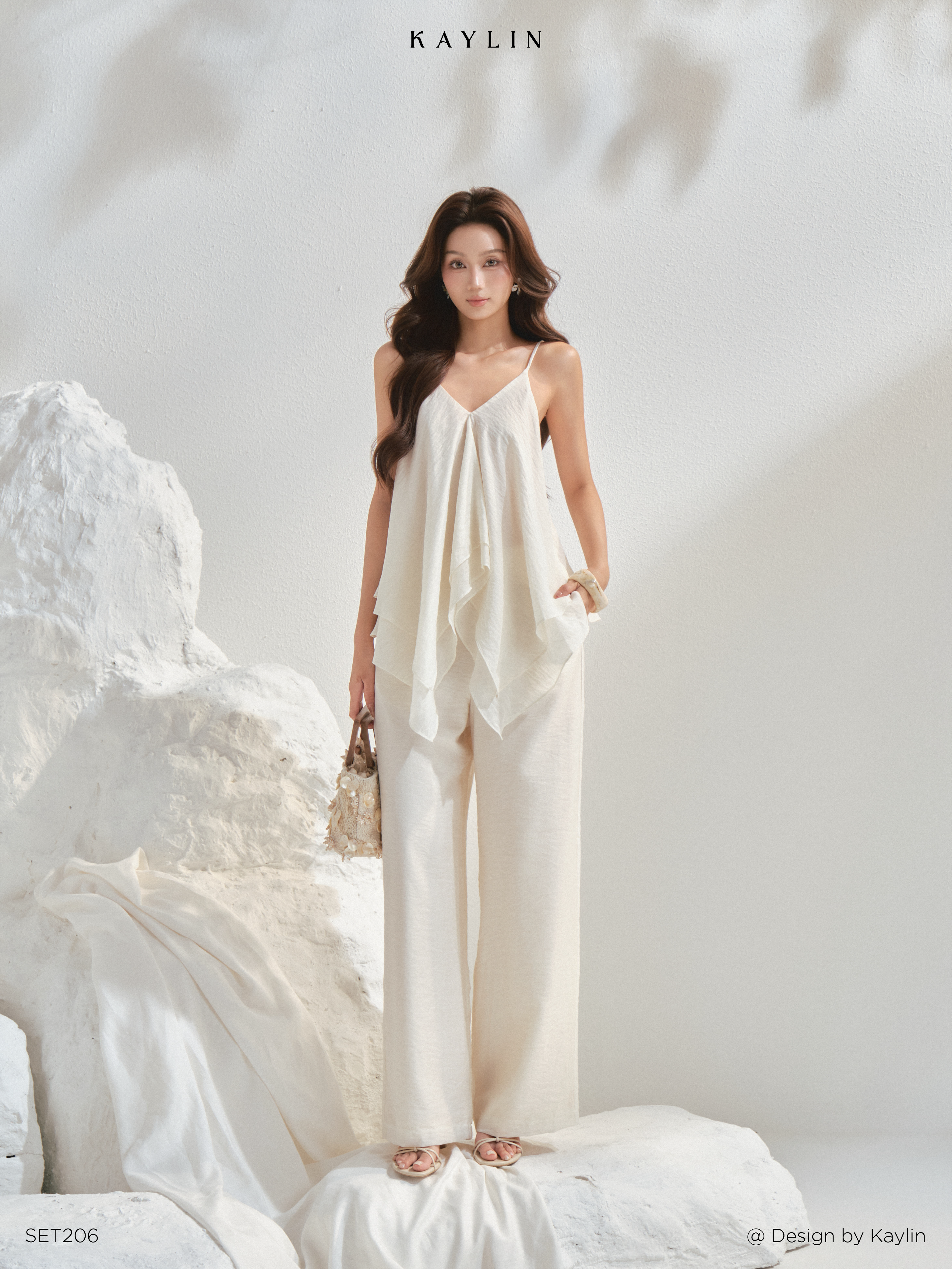 Set Áo Hai Dây Tà Bay & Quần Suông KAYLIN Elara Set