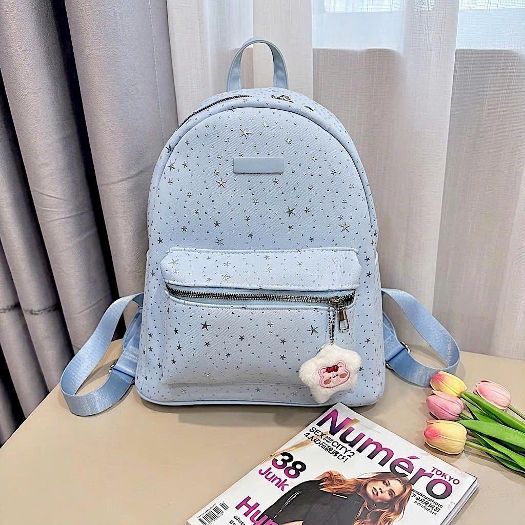 (Tặng Móc Gấu) BaLô Họa Tiết Dải Ngân Hà Nhỏ Gọn Đi Chơi Phối Charm Hoa Mặt Cười Bông Xù Cute BL415_thumbnail_2